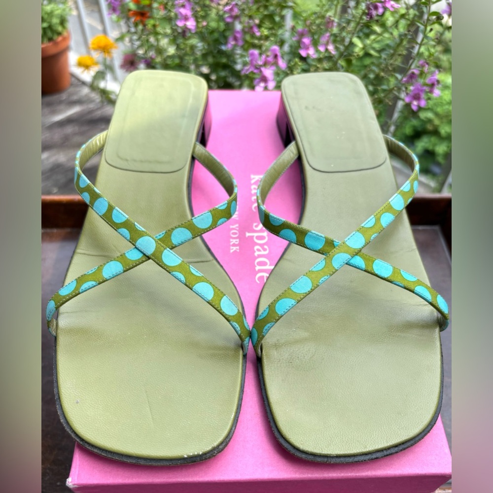 Kate Spade Silk Polka Dot Flat Sandal
Size 10
Made in Italy